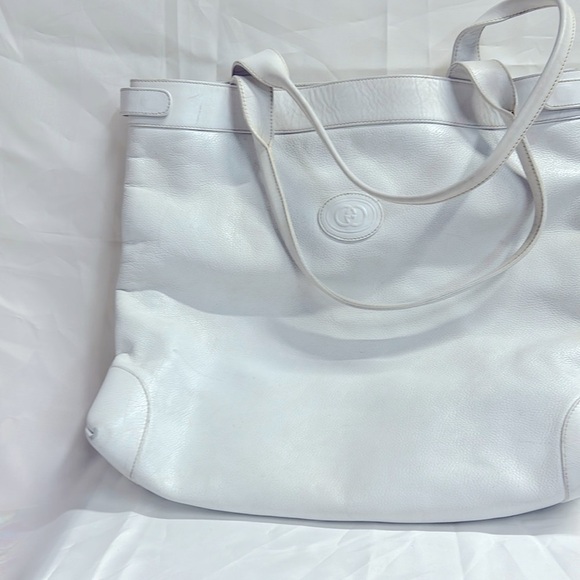 Gucci Vintage White Leather Tote Bag. Used ** - Picture 1 of 13